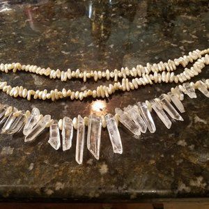 Icicle & 3 Strand Pearl Style Necklace 14"